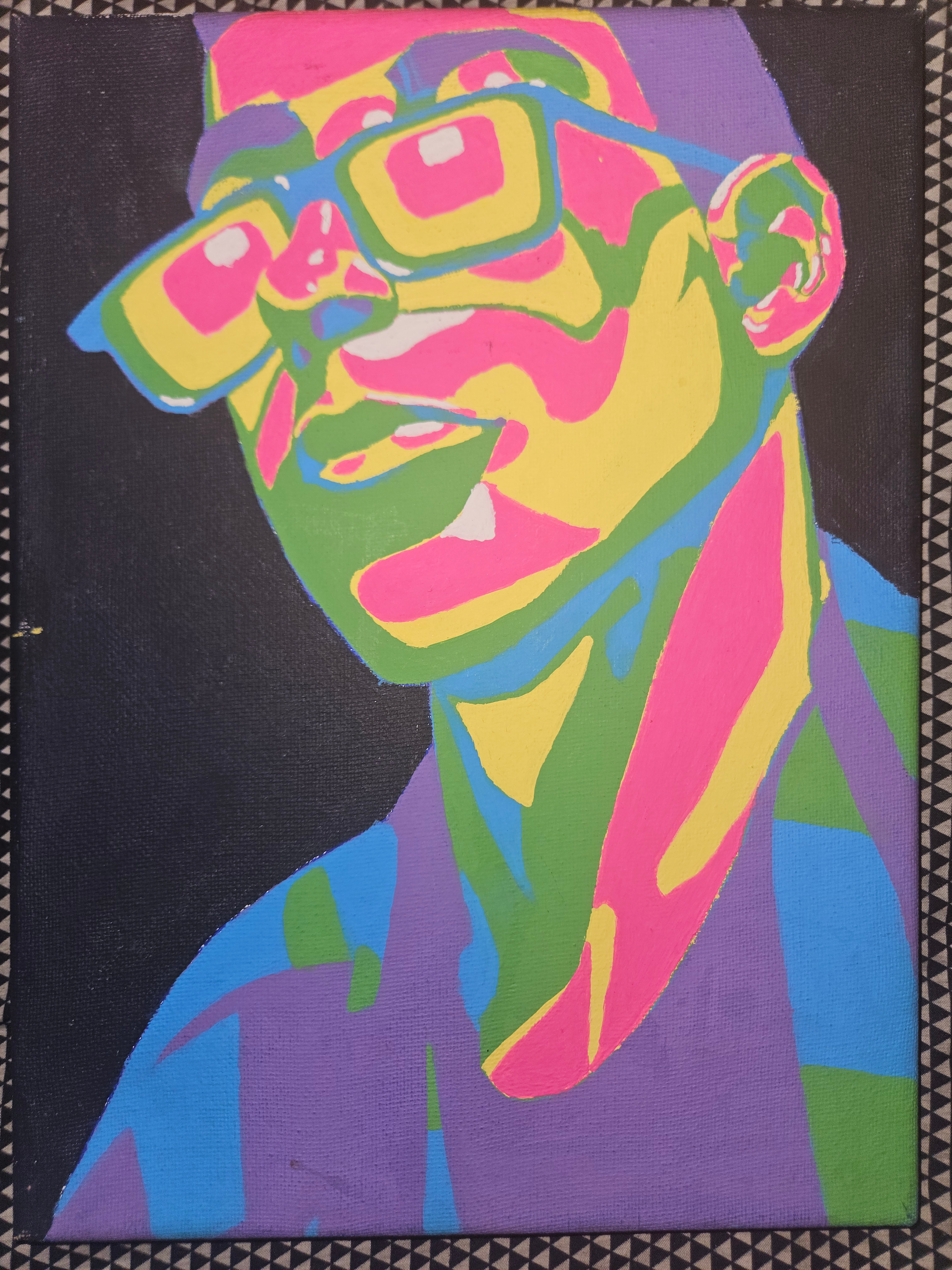Untitled, a neon pop art self portrait of the artist.